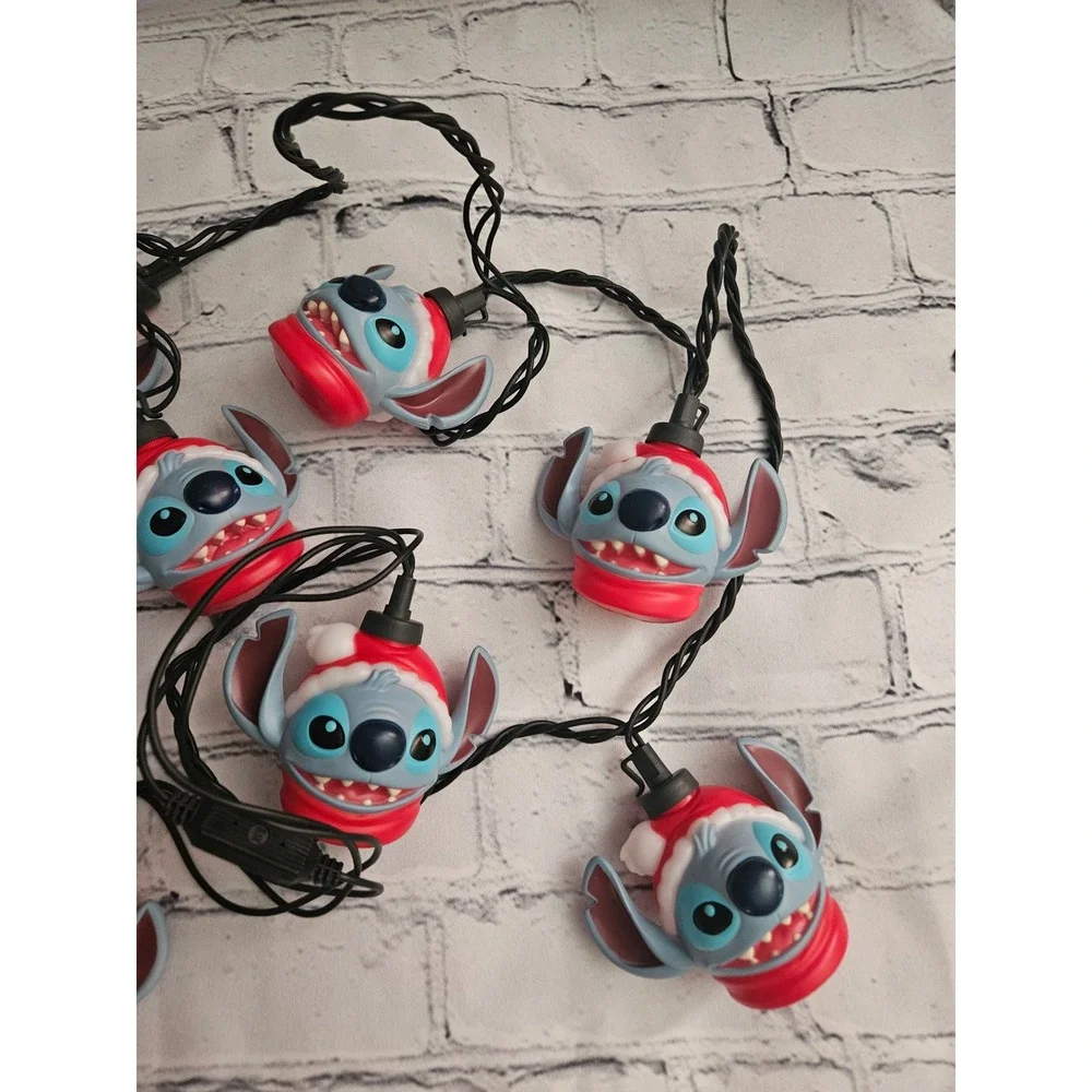 Disney Stitch LED String Lights Christmas 8.5ft Blue Red Good Blinking Holiday